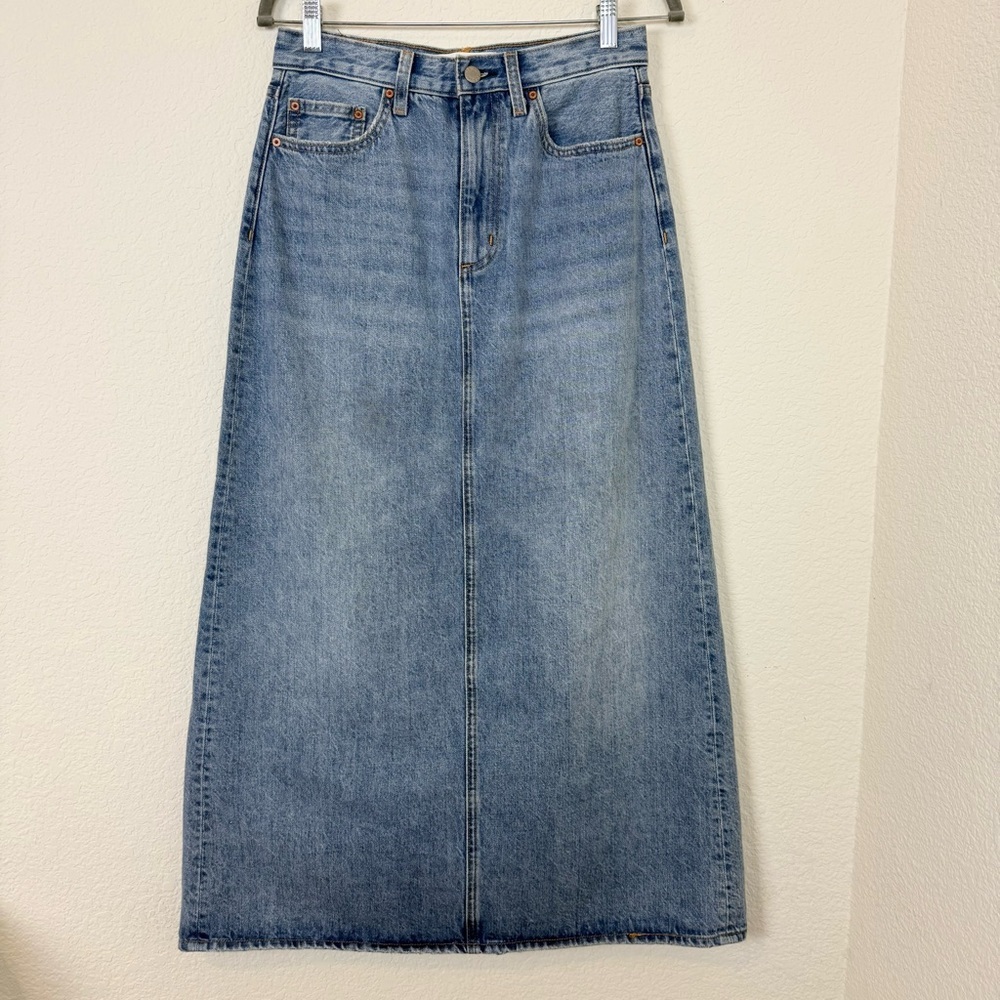 Aritzia Denim Forum The Nina High-Rise Maxi Slim Denim Skirt Size 27 - Picture 2 of 12